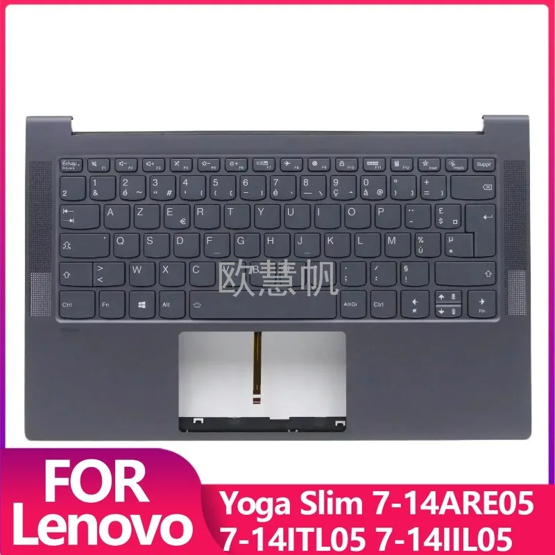 

FR New Laptop Parts for Lenovo Yoga Slim 7-14ARE05 7-14IIL05 14IIL05 Palmrest Upper C-Cover with Backlight Keyboard French Grey