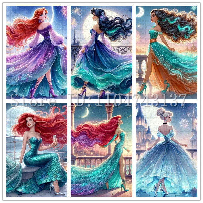 

108/300/500/1000 шт. головоломки принцессы Диснея для взрослых, игрушки для снятия стресса, украшение дома, произведения искусства ручной работы