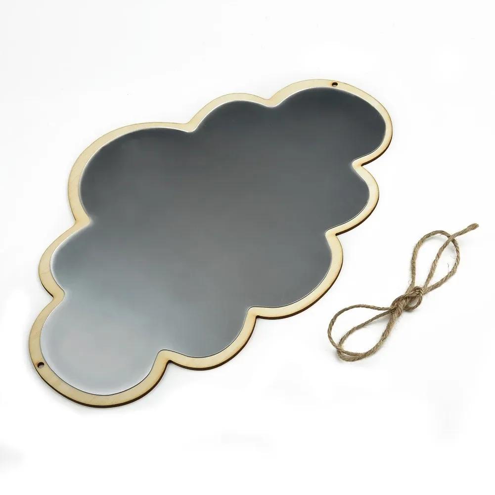 Wooden Frame Acrylic Makeup Mirror Irregular Cloud Shape Cute Decorative Mirror Cosmetic Beauty Tool Wall Room Decor Зеркало