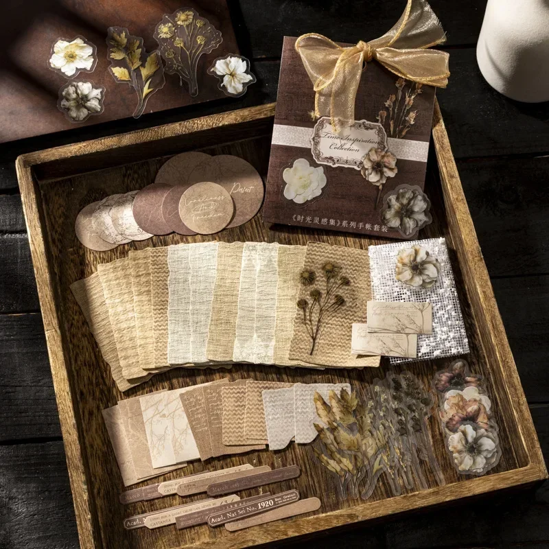1pack/2pack 60 Sheets Light Vintage Base Material Journal Mixed Set Time Inspiration Collection Series