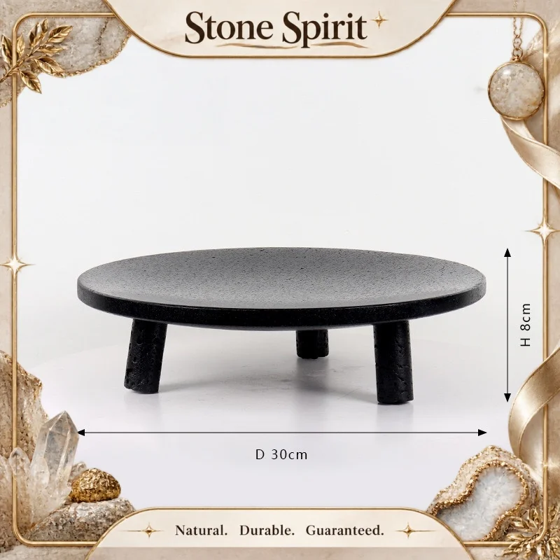 【Natural】Natural Marble Tray with Three Legs Table Decorative Storage Container Vessel for Home Decor Kitchen Travertine Onyx