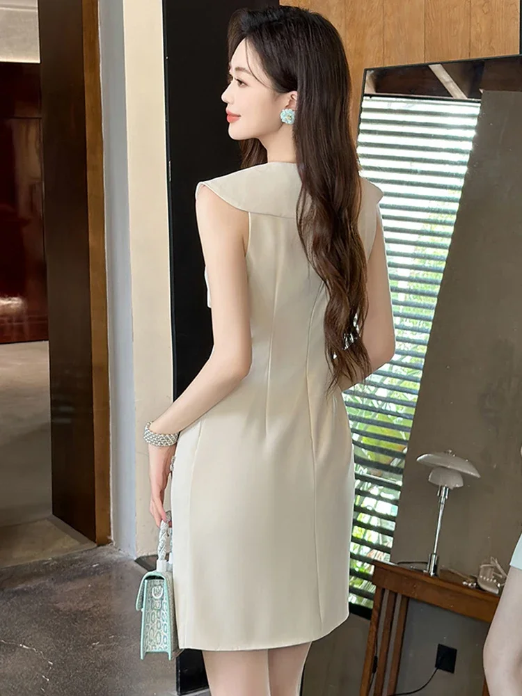 แฟชั่นฤดูร้อนเลดี้หวานชุดราตรีเสื้อผ้าผู้หญิงหรูหราแขนกุด Slim A-Line สั้นพรรคพรหม Vestidos