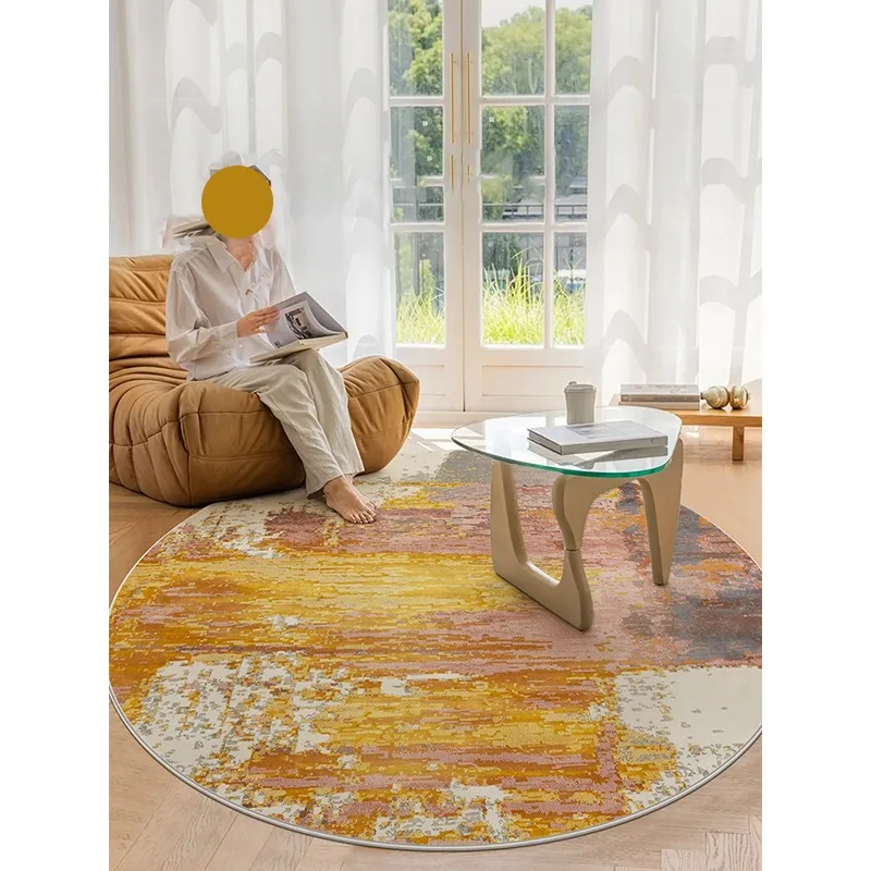 

Round Living Room Carpet Retro Abstract Minimalist Art Bedroom Rug Creative Design Home Decoration Cloakroom Mats 러그 Tapis Ковер
