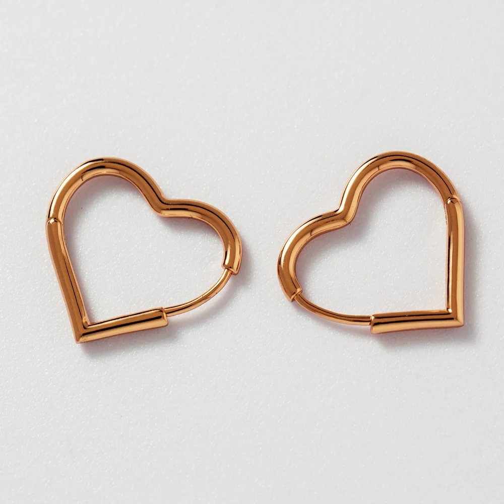 Daisini Heart Shape Smooth Golden Brass Material Earrings Womens Trendy Accessories Lightweight Comfort Daily Wear