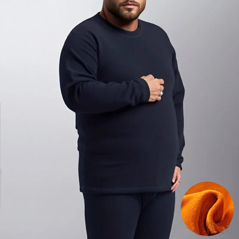 winter men's plus size Underwears plus velvet thick oversized O-neck warm suit Long Johns 9XL 8XL 7XL 6XL thermal underwear men