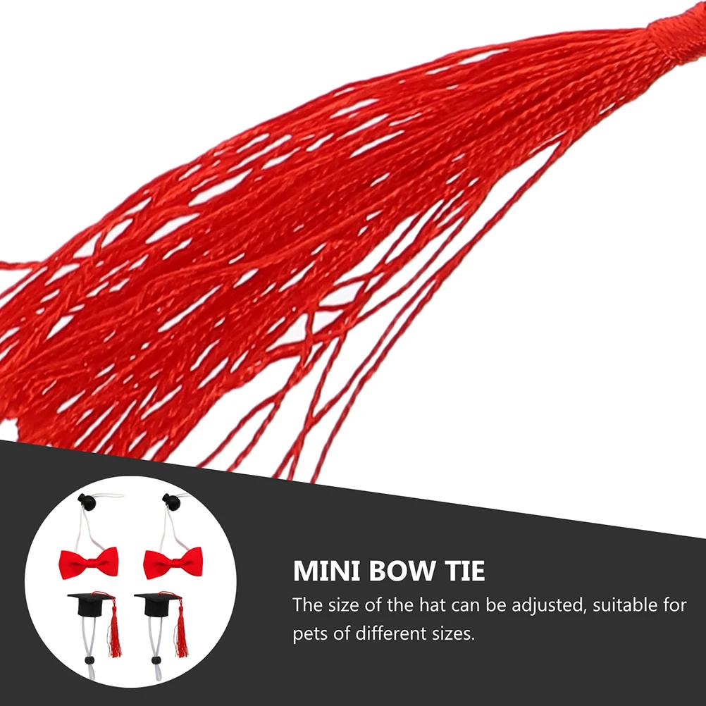 

4Pcs Pet Graduation Caps Mini Bow Ties Adjustable Size Decorations for Dogs Cats Small Pets Wine Bottles Mini Pet Caps