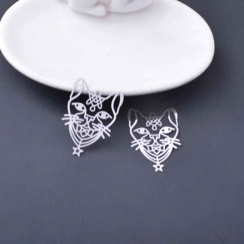 10 Stück Messing-Filigran-Anhänger, hohle goldene Elefanten-, Pfauen-, Oktopus- und Katzen-Motive, Edelstahl, DIY-Schmuckanhänger – Detail 4