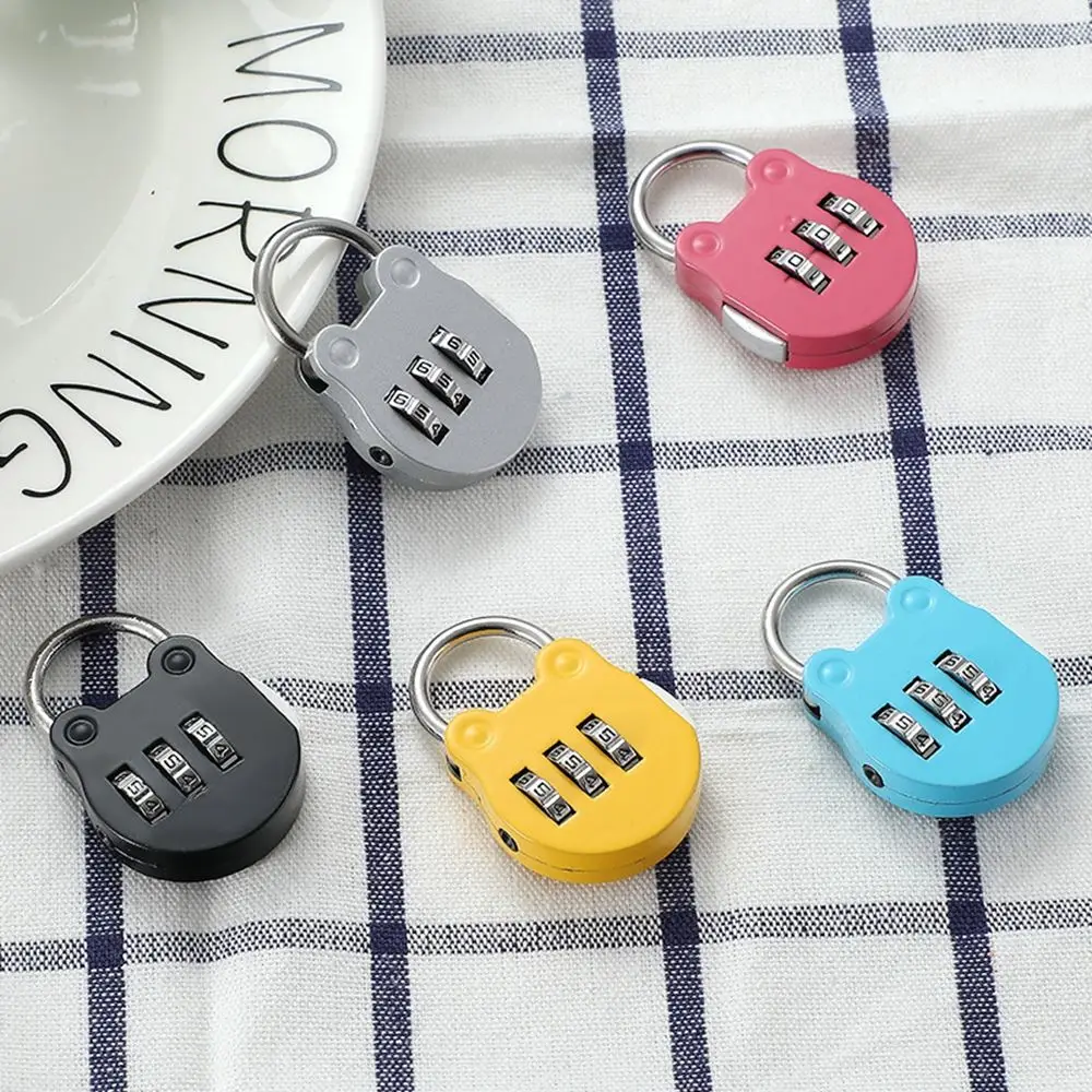 1Pc Luggage Travel Digit Number Code Lock Cute Cat Mini Keyed Padlock Safe Lock for Journal Notebook Handbag Locker Travel Locks