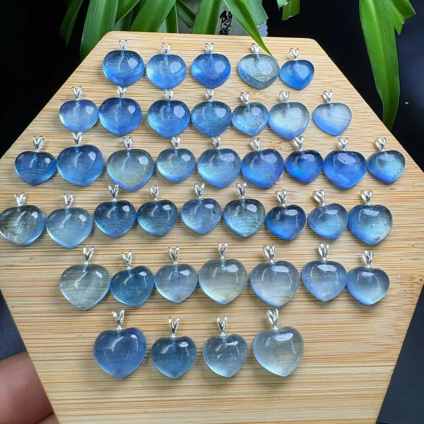 1 Pc Fengbaowu Natural Aquamarine Heart Pendant 12-14MM Heart 925 Sterling Silver Reiki Healing Stone Jewelry Gift For Women