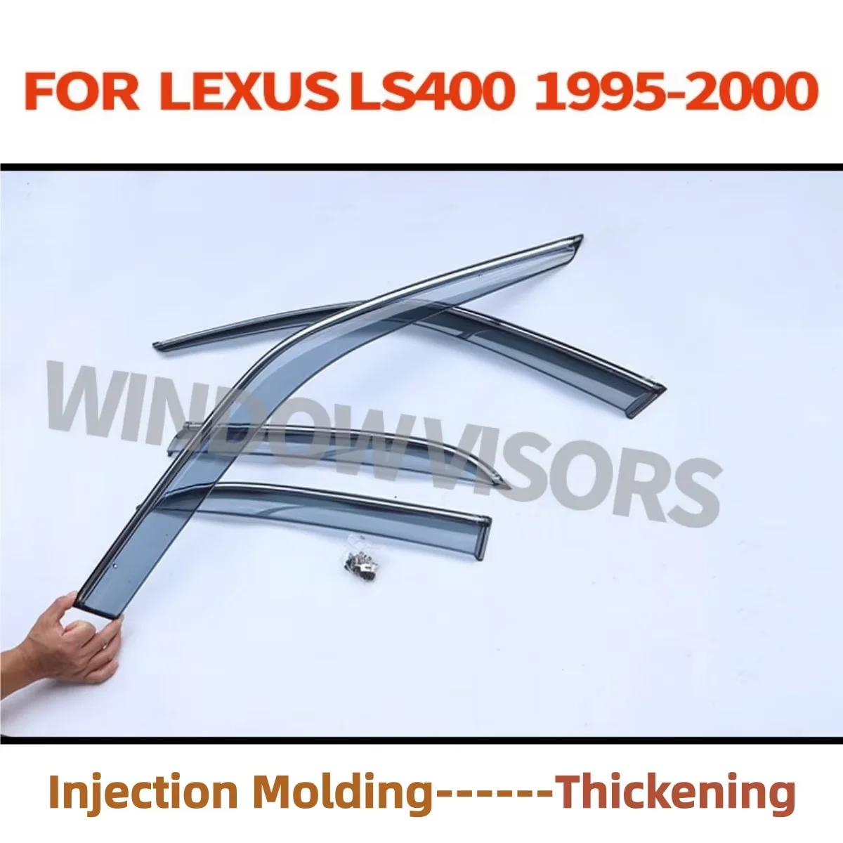Weather Shield Window Visor with Sliver Chrome For Lexus LS400 1995-2020 Rain Guard Deflector Windproof Rain Eyebrow Awning Trim