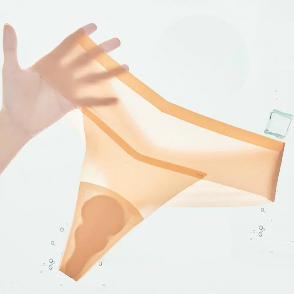 ملابس داخلية نسائية منخفضة الارتفاع رفيعة للغاية من الحرير الجليدي ملابس داخلية للسيدات بدون خياطة بدون تظهر سراويل داخلية غير مرئية منخفضة على شكل حرف V