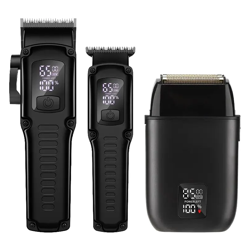 

New 3-in-1 Professional Hair for & Electric Shaver Set with USB Charging English Display Waterproof for Men