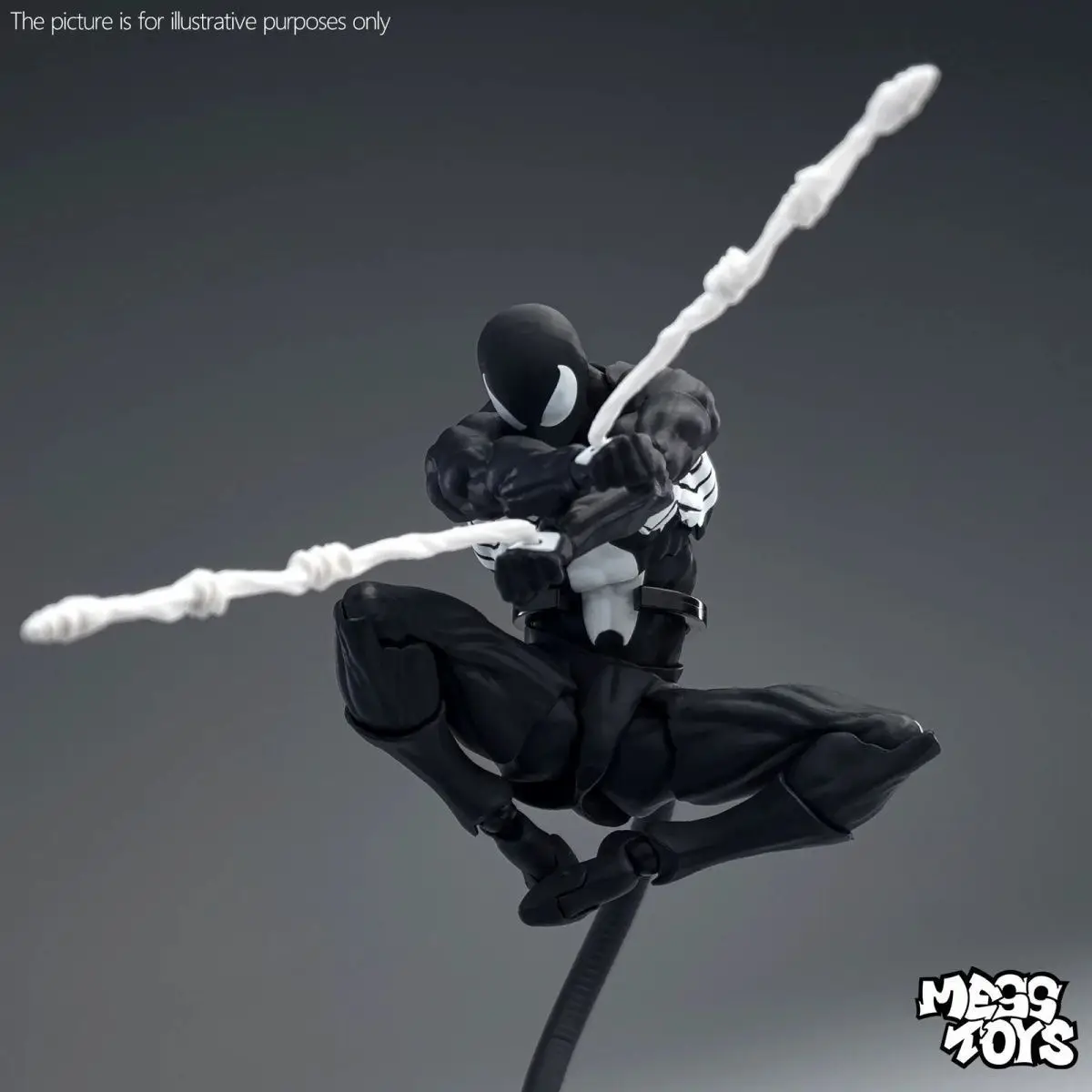 MESS TOYS Black Neighbor Symbiosis Spider-Man Anime Figura Black Venom Battle Clothes Modello congiunto Desk Decor Collection Toy Gift
