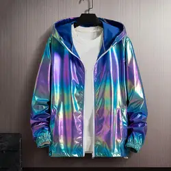 Sunscreen Jacket Spring Autumn Colorful Bright Face Sunscreen Clothes Thin Trendy Hooded Windbreaker Coat Jacket Street Clothing