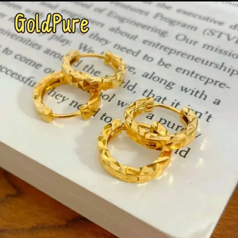

Золотые серьги Goldpure Luxury 24K 9999 из чистого золота, женские, сияющие, нишевые, легкие, роскошные.