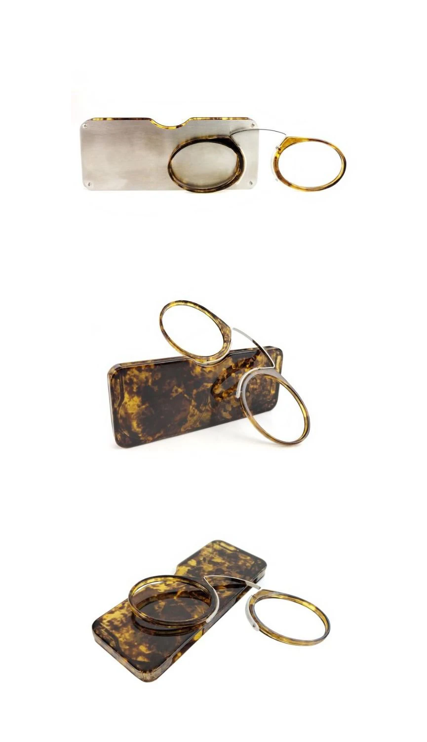 Tragbare Lesebrille mit Clip-Nasenbügel für Männer und Frauen, ultraleichte, ultradünne Presbyopie-Brille mit Original-Etui – Detail 12