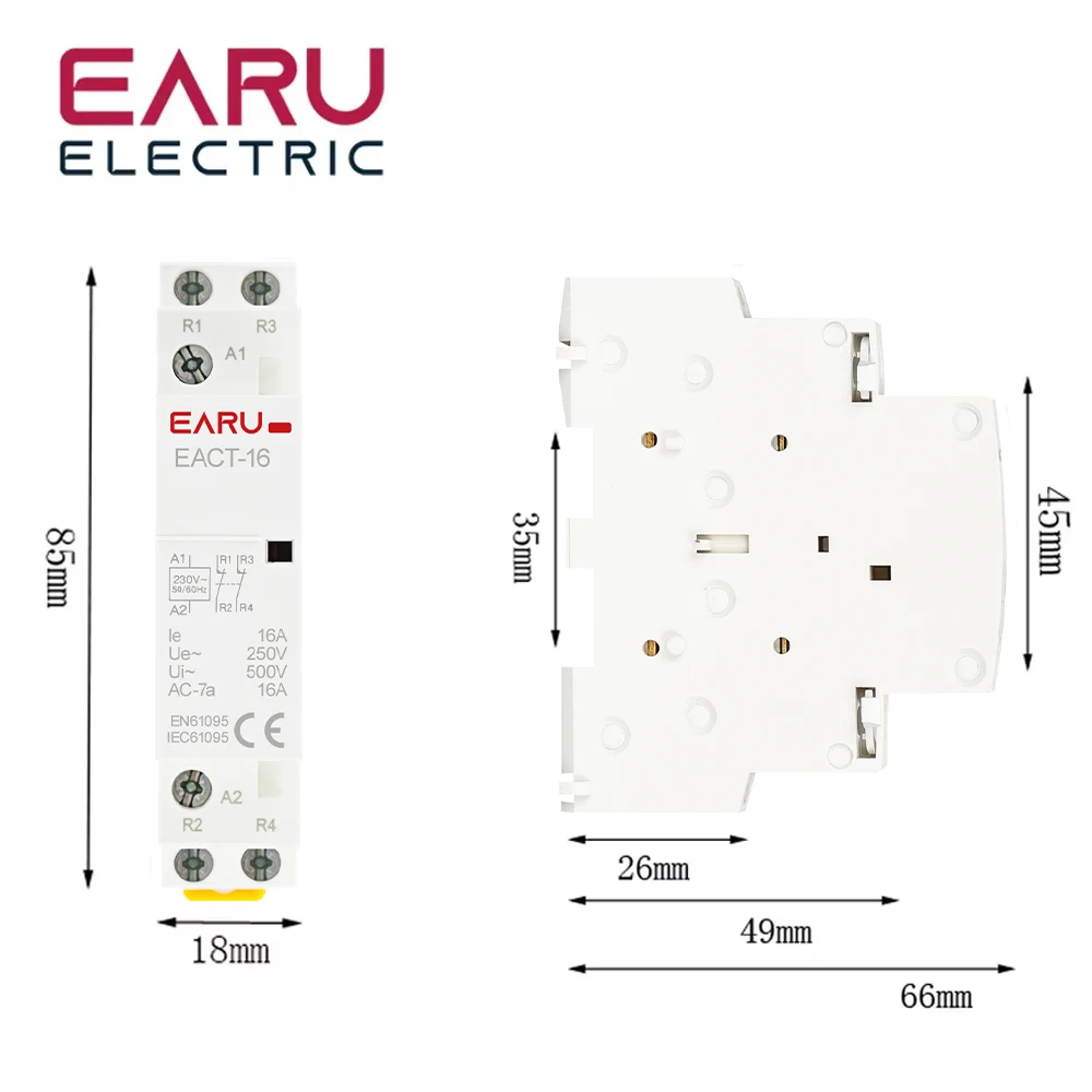 2P AC 220V 230V 16A/20A/25A/ 1NO/1NC 2NO/2NC 50/60Hz contattore ca modulare per uso domestico montato su guida Din per Smart Home House Hotel