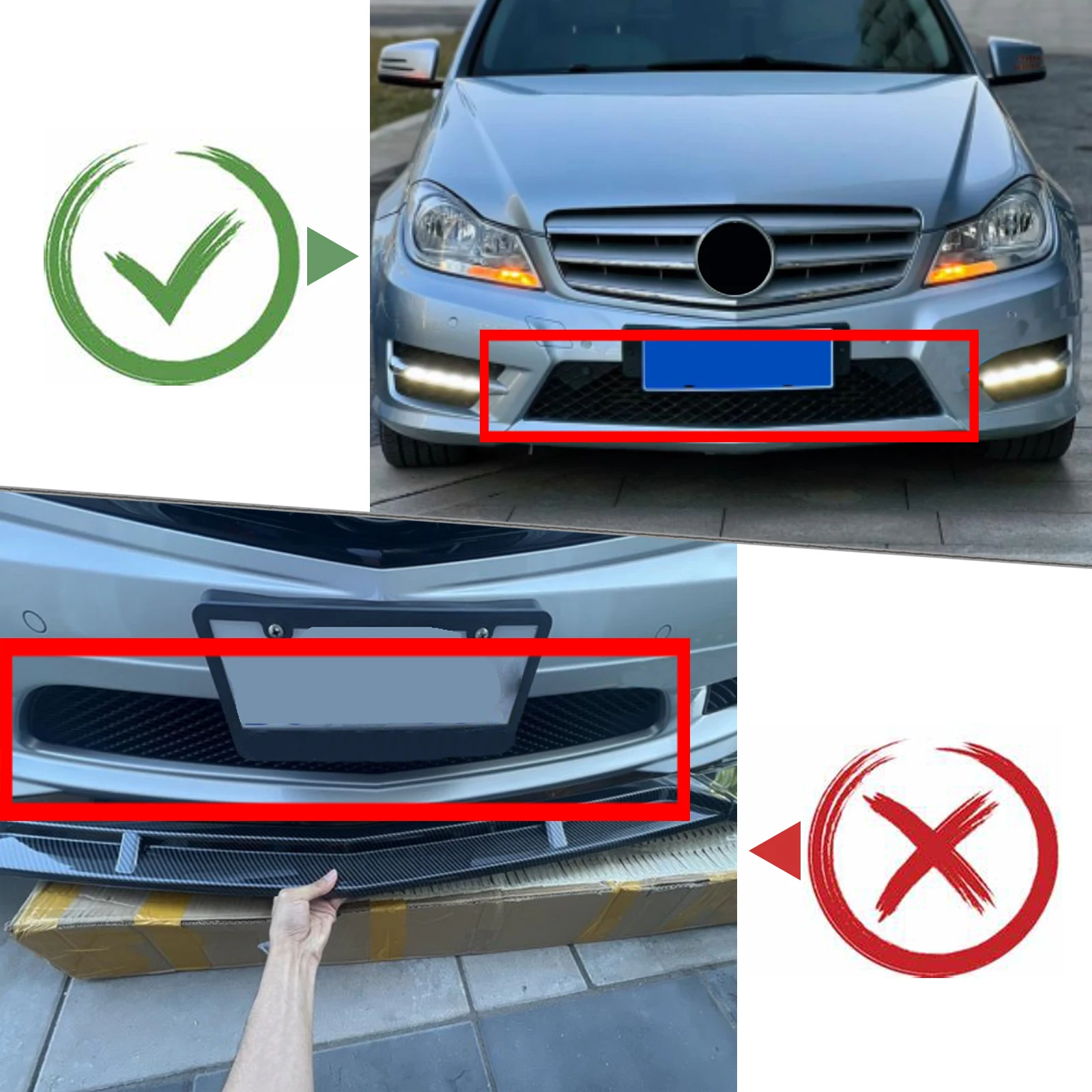 Front Bumper Spoiler Splitter Lip Lower Guard Plate For Mercedes-Benz W204 C180 C200 C250 C300 C350 2008-2014