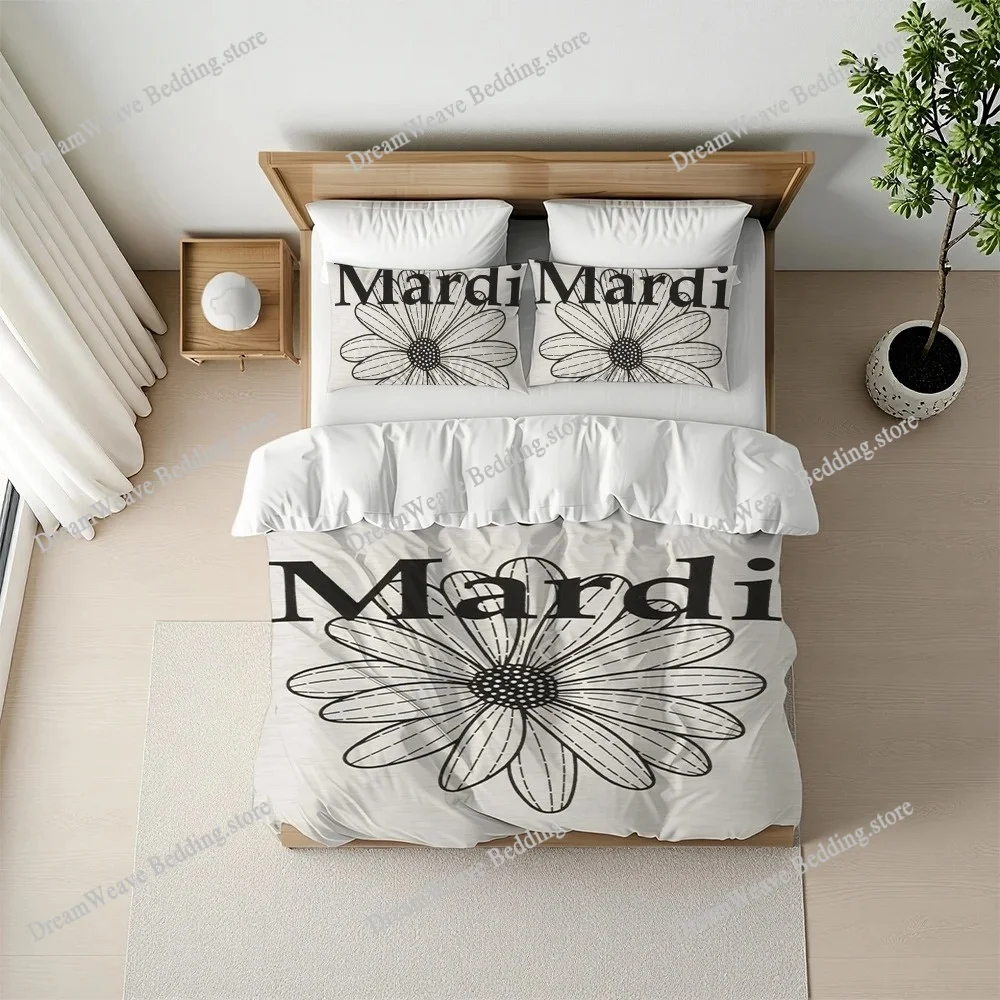 M-Mardi Mercredi Duvet Cover Set Home Style Bedding Soft Laundry Cotton Bed Student Dormitory Gift