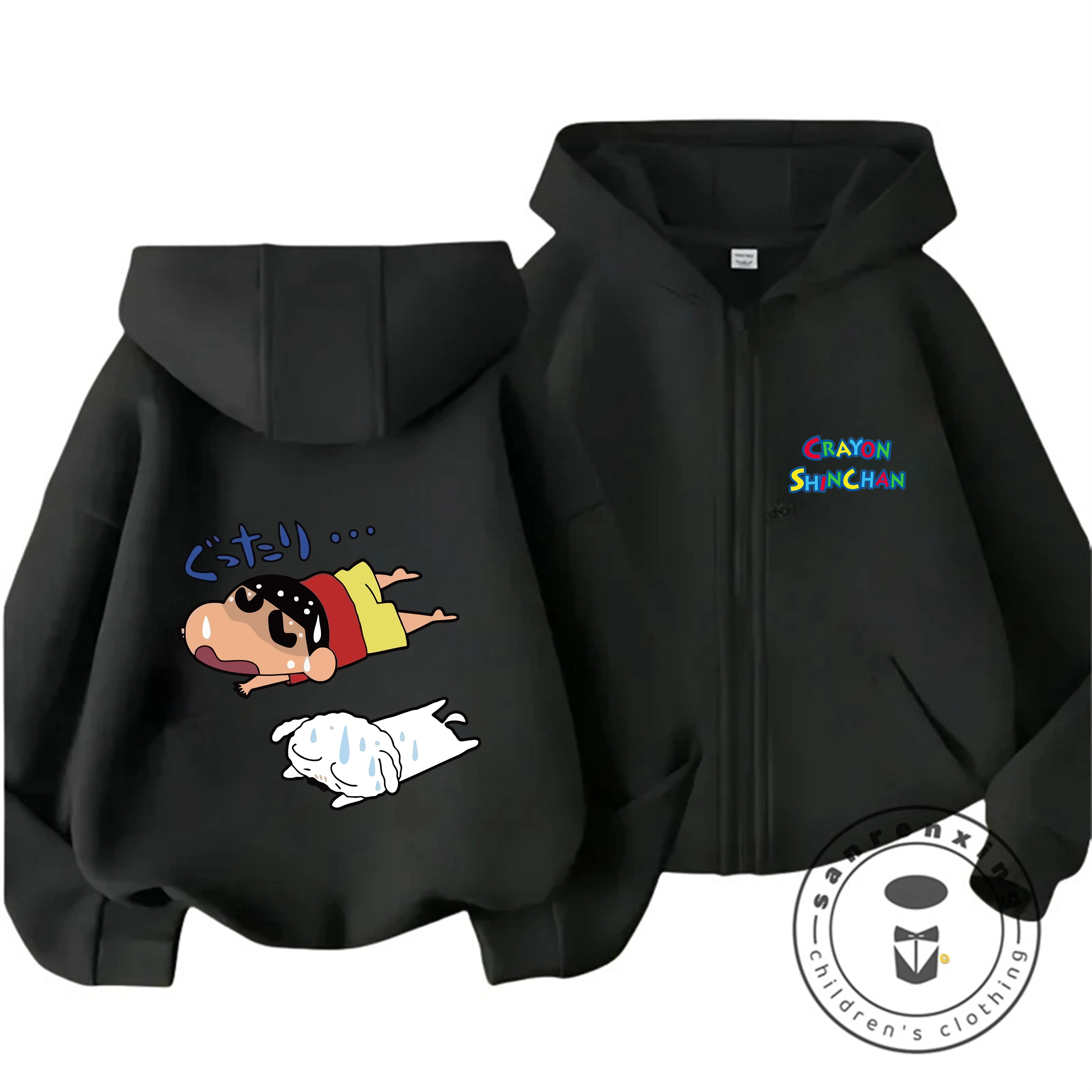 Hot Kids Zipper Hoodie Cartoon Print Autumn Winter Casual Youth Wear Crayon Shin Chan Boys Girls 3 14 Years