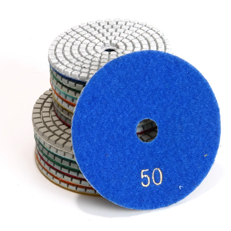 1pc Diamond Polishing Pads 4inch Wet/Dry Granite Concrete Marble Glass Stone Sanding Hook And Loop Backed Flexible