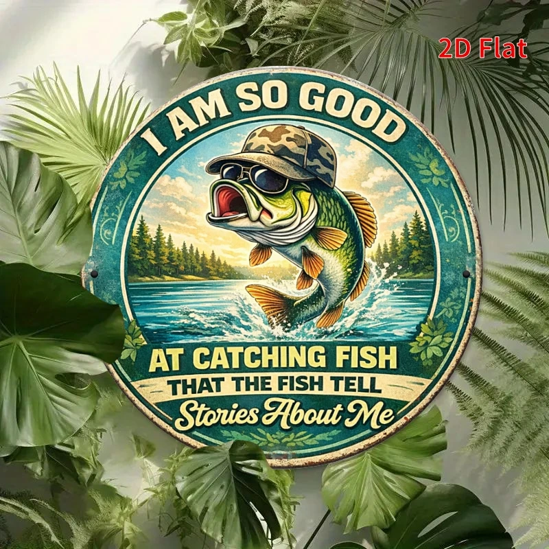 Funny Fishing Ability Quote Metal Sign, Bass Fishing Humorous Wall Plaque for Cabin Man Cave Fishing Fan Home Wall Decor Gift.