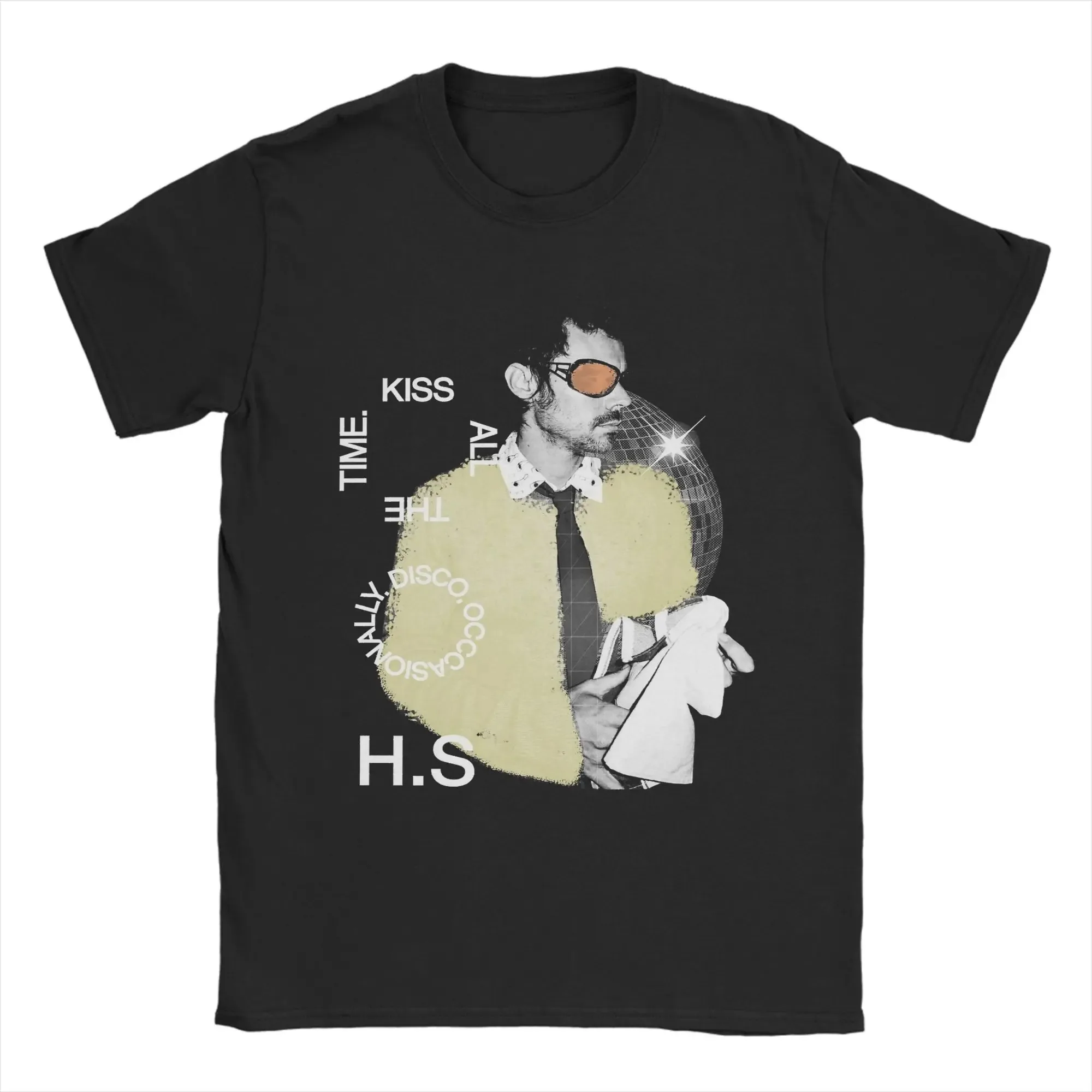 Men Cotton T-Shirt Harrys Styles Kiss All The Time Disco Occasionally Oversized Tee Shirt Short Sleeve Aperture T Shirt Crewneck