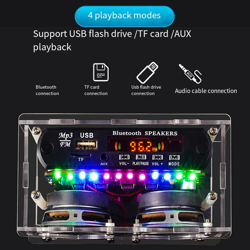FM Radio DIY Kit Bluetooth-compatible Electronic Speaker Soldering Kit With LED Indicator Radio Soldering Practice Loose Parts