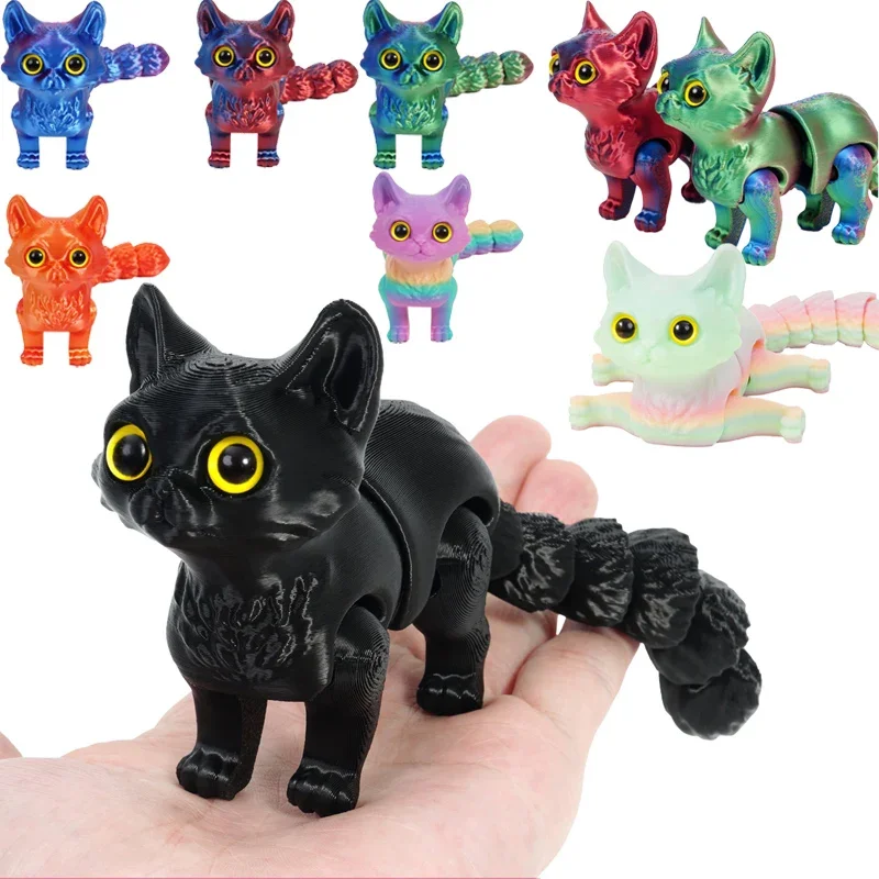 

12/16cm 3D Printed Articulated Cute Cats Figurine Miniature Living Room Decor Car Desktop Home Decoration Accessories Kids Gifts