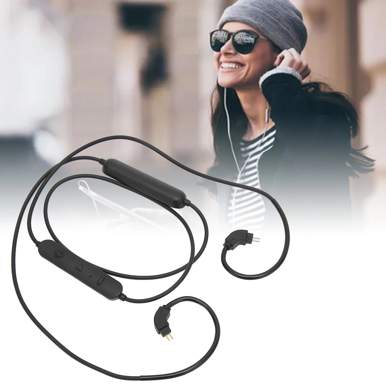 Earphone BT Cable Earbuds Upgrade Cord Ergonomic Design Volume Control Replacement Lossless with Mic for 2 Pin Monitor