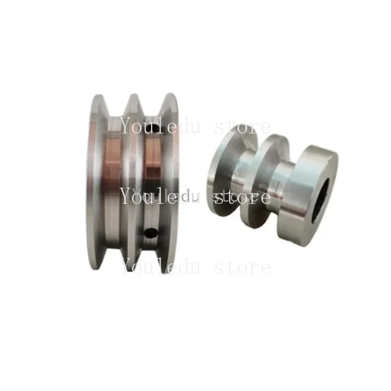 1x Roda Katrol 60MM Alur Ganda Aloi Aluminium 8-25MM Katrol Bor Tetap untuk Poros Motor 10MM Sabuk Bulat PU