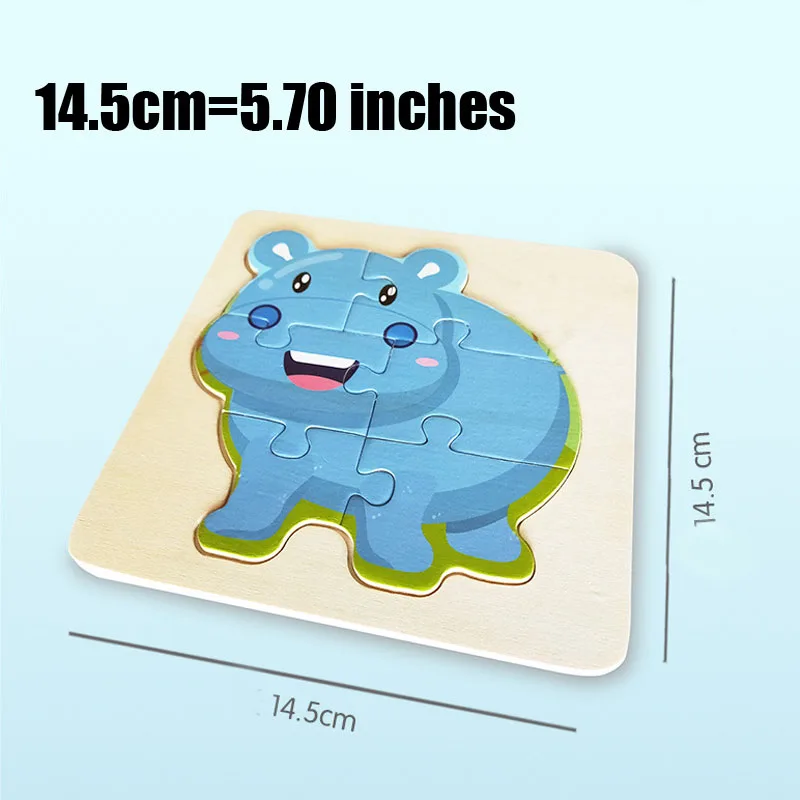 Cute Animals 3D Puzzles Baby Toy Wooden Montessori Materials Educational Toys For Children Small Bricks Kids Learning Toys