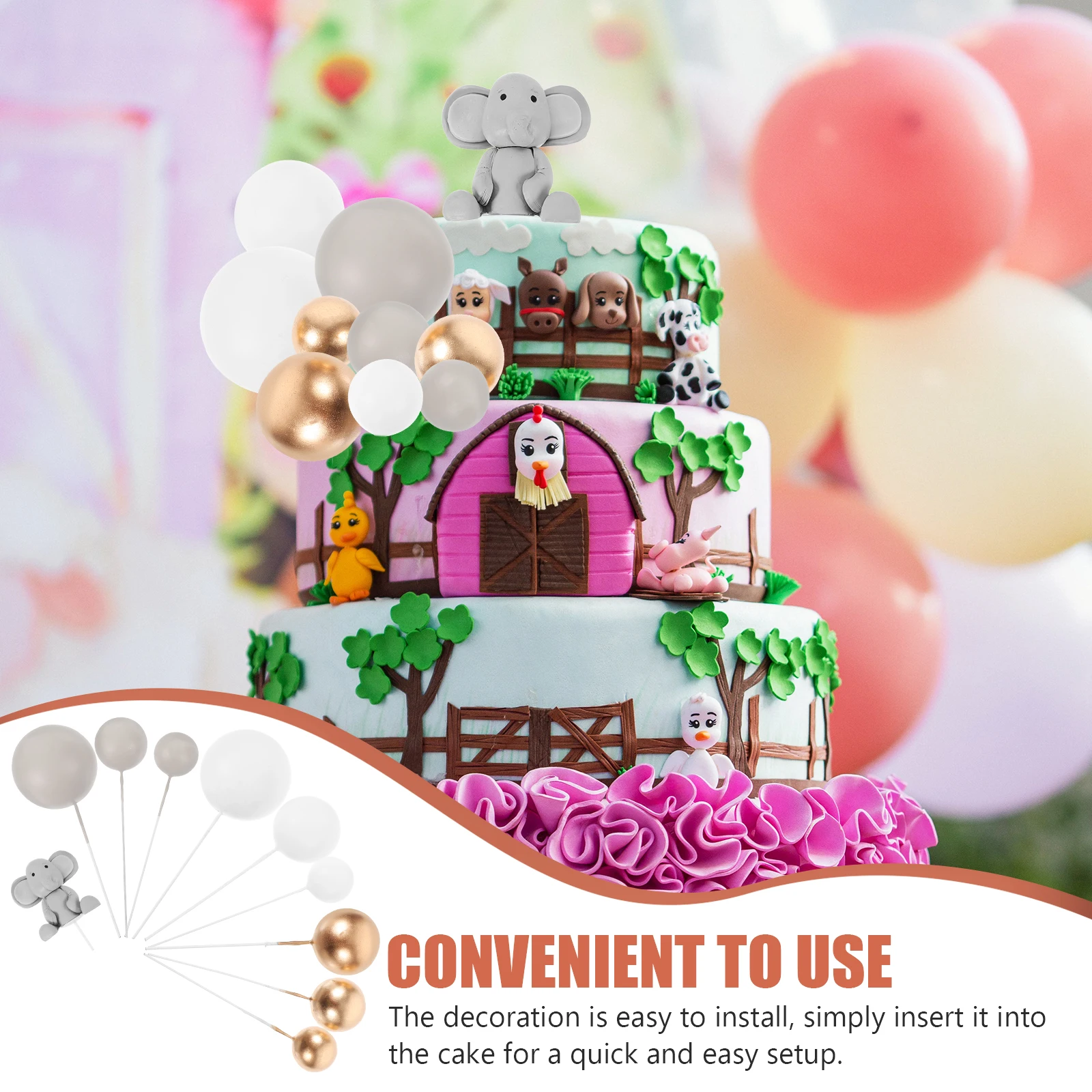

1Set Elephant Cake Decorations Ball Topper Polymer Clay for Shower Birthday Party Decor Elephant Cake Decorations