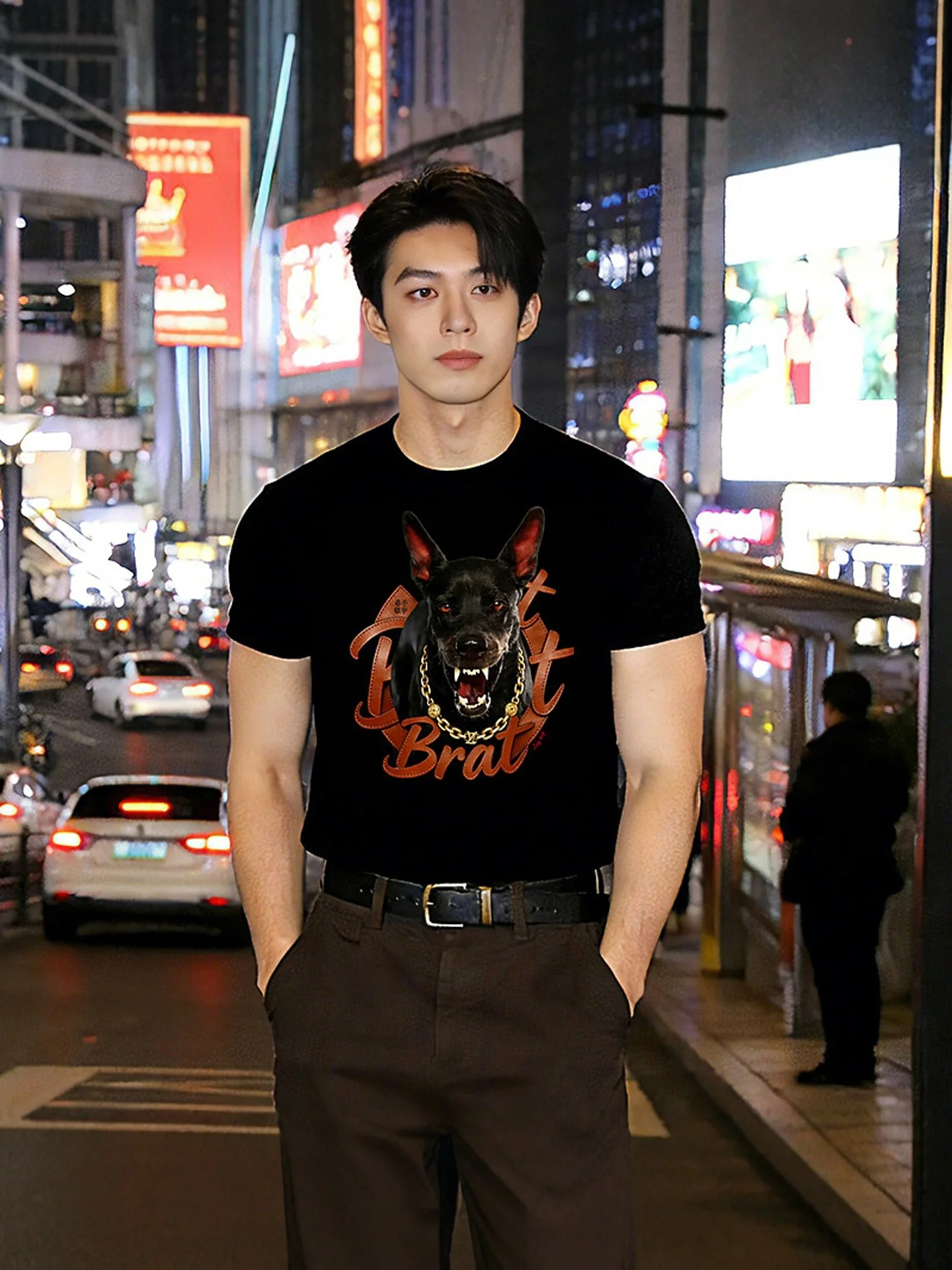 Italian Luxury Streetwear Men's T-Shirt 2026 SS  Exclusive Hound Print Tee European Station Style Short Sleeve Top