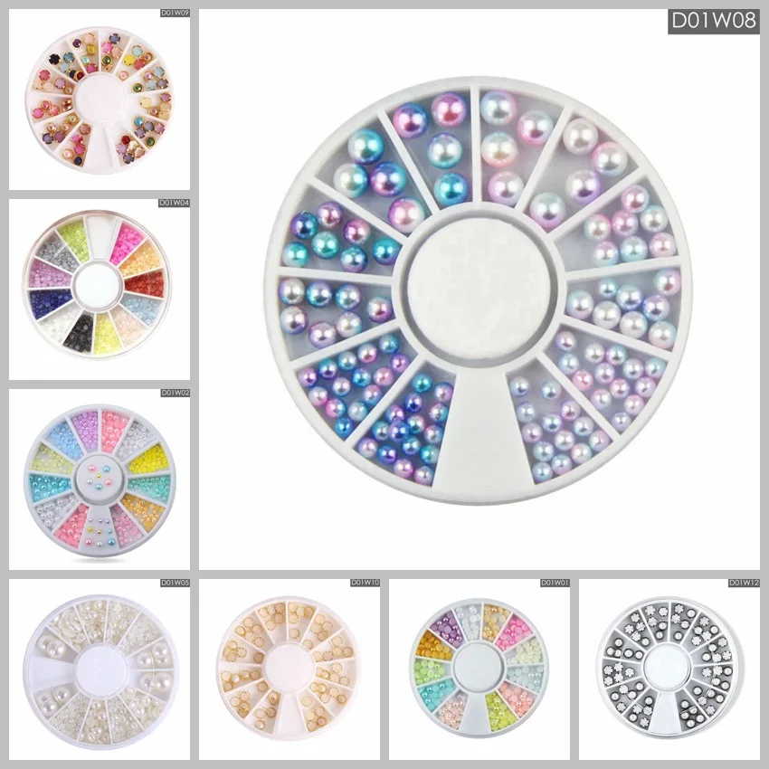 1 Hộp AB Màu Be Trắng Móng Hạt Bán Nguyệt Ngọc Trai 2-3Mm Móng Lấp Lánh Đính Móng Tay Ren Tự Làm Bánh Xe móng Tay Nghệ Thuật Trang Trí Trang Điểm