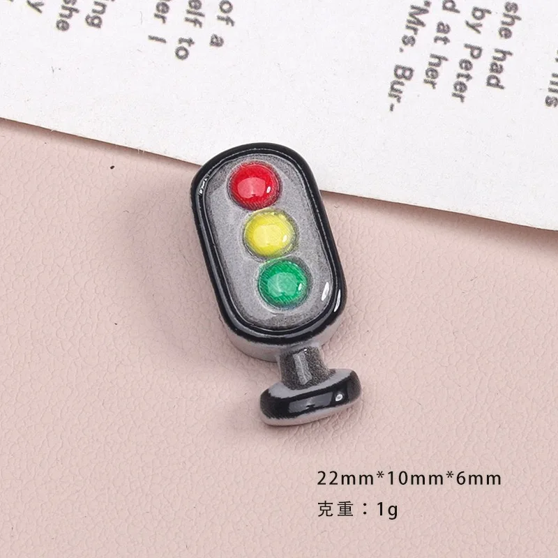 Traffic Sign Collection Resin Cabochons 20pcs Cute Flat Back Trafiic Light Barrier Embellishments For Hair Bows Wholesale