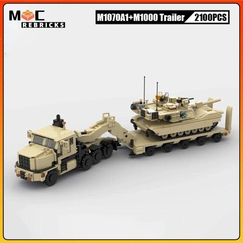 WW2 Military Transport Vehicle M1070 Truck Building Block Assembly Model M1A2 Abrams Tank Bricks Toy Collection Suit Kid Gift