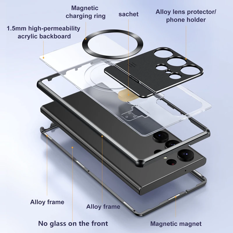 Magnetyczny futeraล do aromaterapii Magsafe do ลadowania bezprzewodowego Samsung Galaxy S24 S23 S22 S21 UItra niewidoczny pokrowiec ochronny