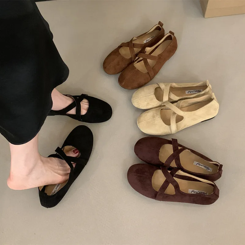 

Bailamos New Brand Women Flats Soft Leather Eelgant Dress Shoes Round Toe Shallow Slip On Ladies Casual Ballet Shoes