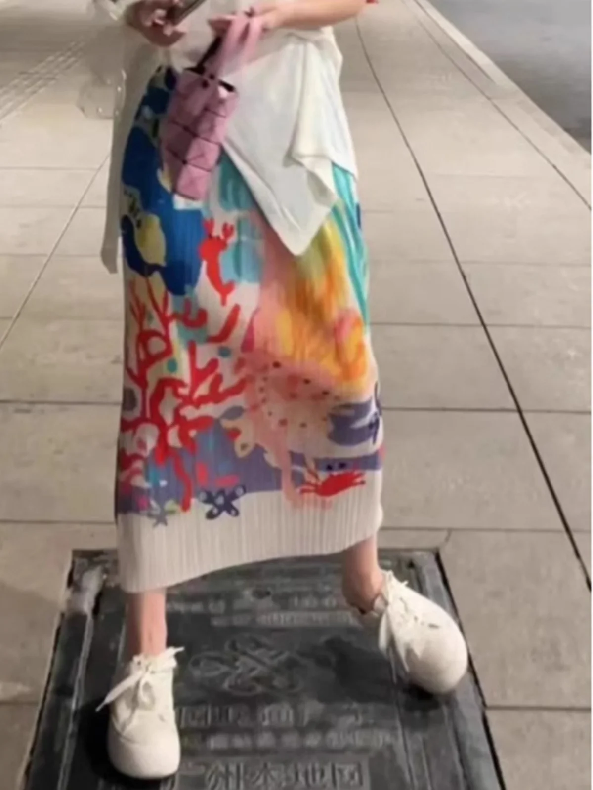 Elegant High Waist Elastic Straight Cut Midi Skirt for Women Summer 2024 New Style Floral Print Slimming Cover up A-Line Skirt