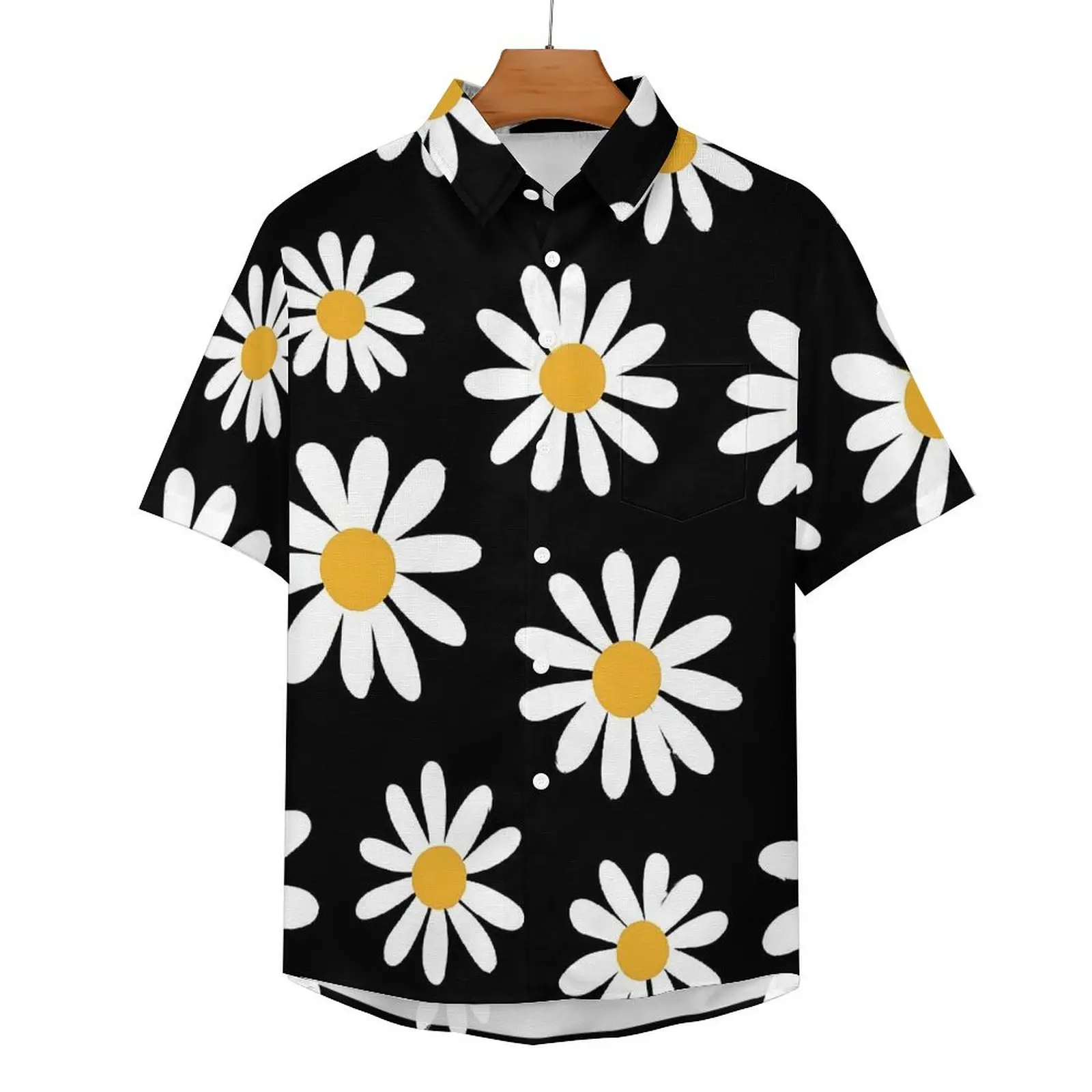 

Retro Flower Blouses Male Spring Daisies Floral Casual Shirts Hawaiian Short Sleeve Print Aesthetic Oversized Beach Shirt Gift