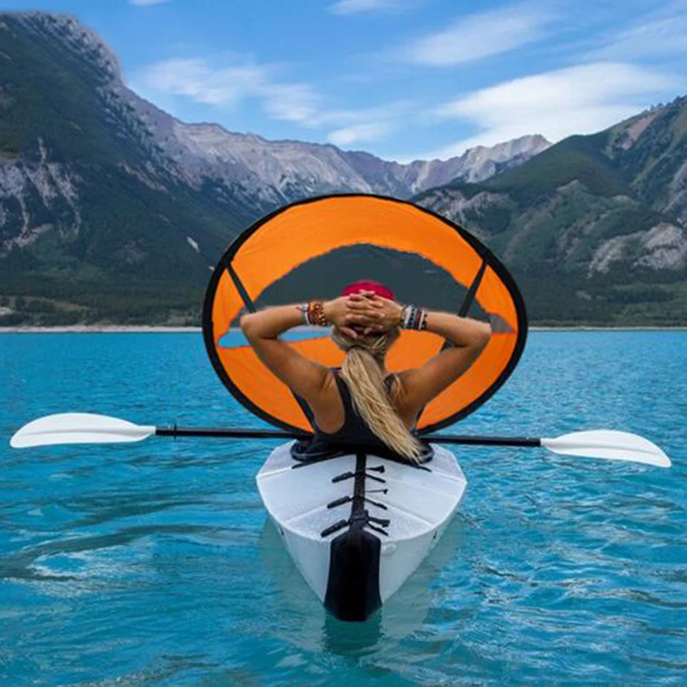 Foldable Kayak Sail Scout Downwind Wind Paddle Popup Canoe Kayak Sail with Clear Window Folding Sail Kayak Accessories(Orange/10