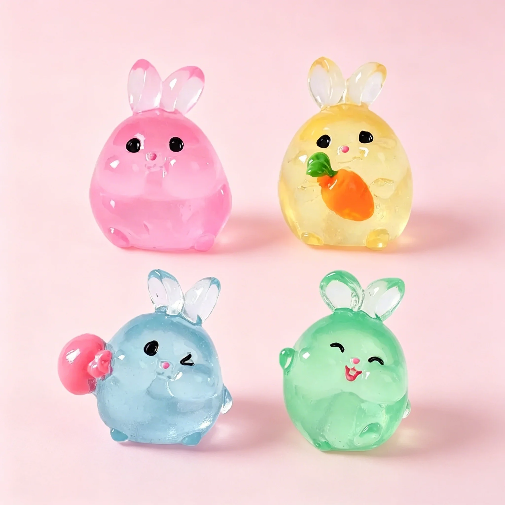 Glow In Dark Bunny Resin Ornaments 6Pcs Mini Luminous Rabbit Figurines For Fairy Garden DIY Desk Home Decor