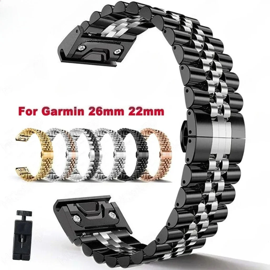 22 mm 26 mm Edelstahl-Uhrenarmband für Garmin Tactix 7 Pro, Fenix 7X, 6X, 7, 5, 6 Pro, 5X, 3HR – Metallarmband-Zubehör