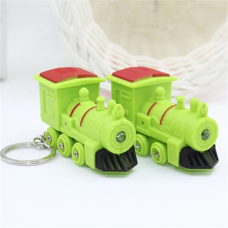 Train Keychain with Sound LED Light Keyholders Decorative Keyrings Train Pendant Keychain Hanging Ornament for Backback K1KF