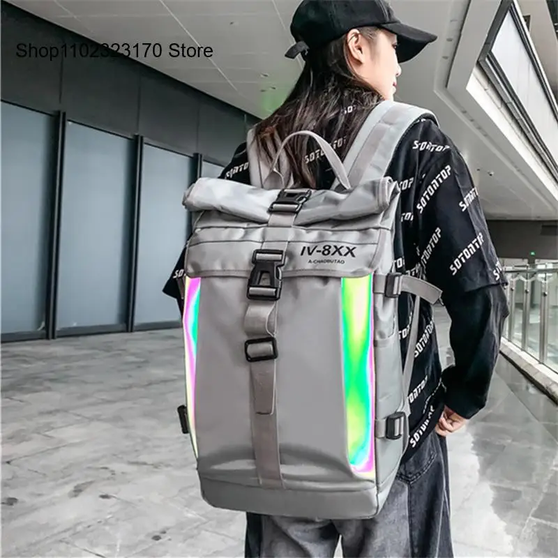 Men Backpack Large-Capacity Korean Version Casual Trendy All-Match Waterproof Backpack for Male 2022 Cool Bucket Bag Schoolbag