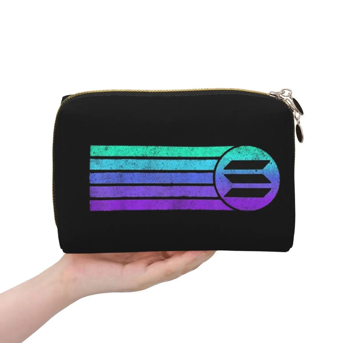 Solana Cryptocurrency - Solana SOL Women Cosmetic Bag Travel Makeup Organizer Pouch Toiletry Storage Dopp Kit Case