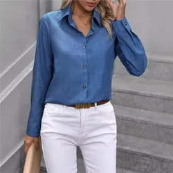 Women Autumn Spring Shirt Casual Button Up Long Sleeve Office Lady Workwear OL Shirts Blouse Fall Tops New camisa