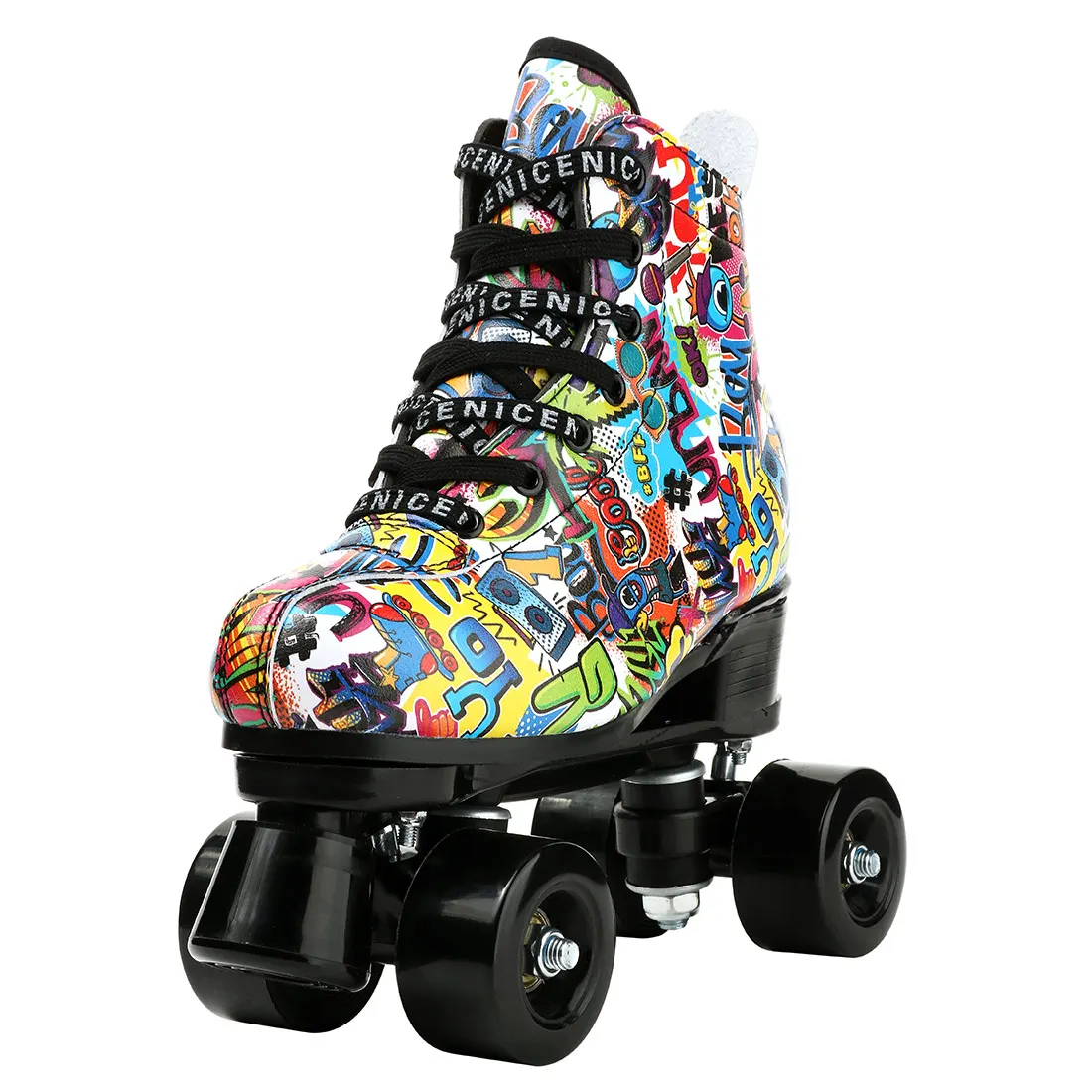 Adult Professional 4 Wheels Sliding Inline Skating Sport Sneaker Rink Double Row Flash Quad Skate PU Leather Roller Skates Shoes