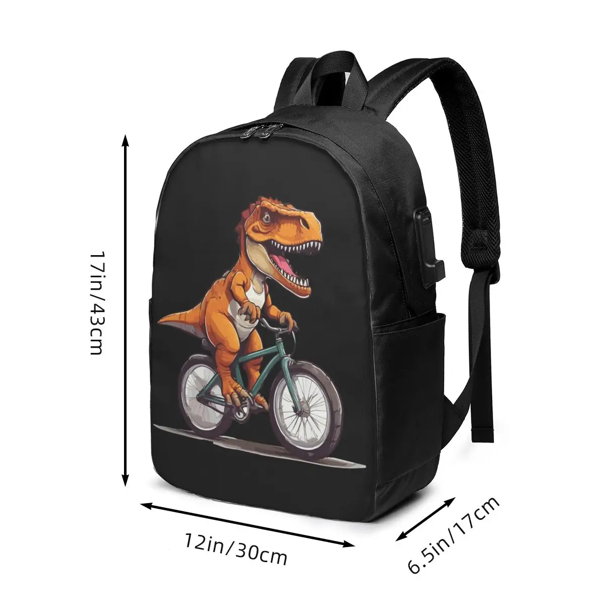 Dinosaur Riding Bicycle Cartoon Backpack Travel Notebook Bag Computer College Student School Bag Laptop Shoulder Bags Men Women